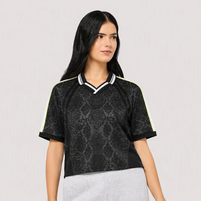 Sidewinder Football Crop Collared Jersey Women's Tee
